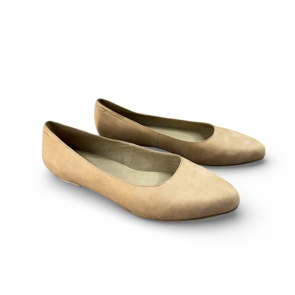 Eileen Fisher‎ Jil Tumbled Nubuck Leather Flats In Haste Butter Women's Size 8.5
